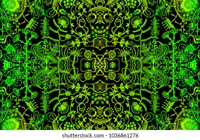 Vector floral ornament. Decorative floral background. Field flowers. Packaging design, wrapping paper. Seamless pattern. Natural plant motif. Printing on textile, fabric. Cover. Bohemia, Bohemian.

