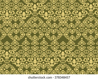 Vector  floral ornament multiple shades of green and yelloy