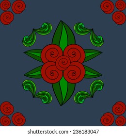 vector floral ornament painted hands