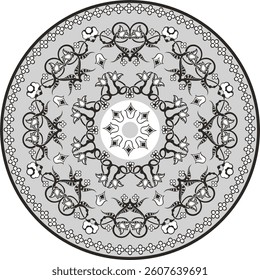 Vector floral ornamental circle in Oriental, Turkish, Arabic style. Great for traditional ethnic backgrounds, medallions, mandala, wedding decorations, greeting cards, wallpapers, wall decor. Non-AI.