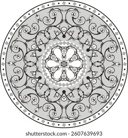 Vector floral ornamental circle in Oriental, Turkish, Arabic style. Great for traditional ethnic backgrounds, medallions, mandala, wedding decorations, greeting cards, wallpapers, wall decor. Non-AI.