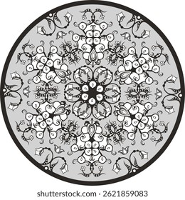 Vector floral ornamental circle in Oriental, Turkish, Arabic style. Great for traditional ethnic backgrounds, medallions, mandala, wedding decorations, greeting cards, wallpapers, wall decor. Non-AI.