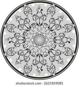 Vector floral ornamental circle in Oriental, Turkish, Arabic style. Great for traditional ethnic backgrounds, medallions, mandala, wedding decorations, greeting cards, wallpapers, wall decor. Non-AI.