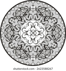 Vector floral ornamental circle in Oriental, Turkish, Arabic style. Great for traditional ethnic backgrounds, medallions, mandala, wedding decorations, greeting cards, wallpapers, wall decor. Non-AI.