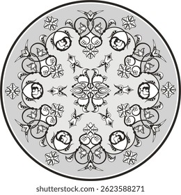 Vector floral ornamental circle in Oriental, Turkish, Arabic style. Great for traditional ethnic backgrounds, medallions, mandala, wedding decorations, greeting cards, wallpapers, wall decor. Non-AI.