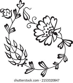 caligrafía de dibujo del contorno floral