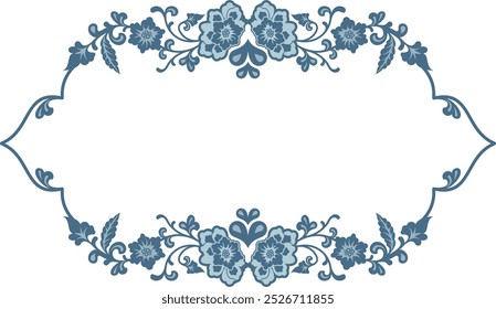 Vector floral ornamental frame, created by author, using vectors, not AI generated. Vintage oriental panel, great for wedding decorations, greeting cards, invitations, banners, vinyl and laser ready. 