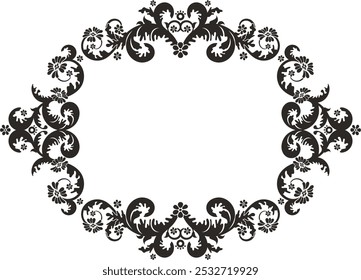 Vector floral ornamental frame, created by author, using vectors, not AI generated. Vintage oriental panel, great for wedding decorations, greeting cards, invitations, banners, vinyl and laser ready. 