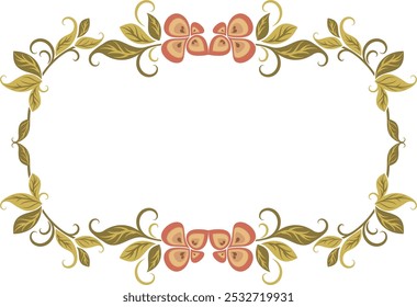 Vector floral ornamental frame, created by author, using vectors, not AI generated. Vintage oriental panel, great for wedding decorations, greeting cards, invitations, banners, vinyl and laser ready. 