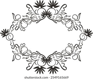 Vector floral ornamental frame, created by author, using vectors, not AI generated. Vintage oriental panel, great for wedding decorations, greeting cards, invitations, banners, vinyl and laser ready. 