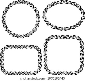 Vector floral ornamental frames in varios shapes