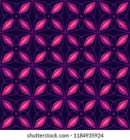 Vector Floral Ornamental Seamless Pattern. Geometric Flower Stylish Texture. Abstract Retro Tile Texture.