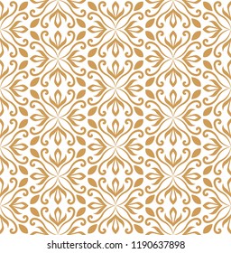 Vector Floral Ornamental Seamless Pattern. Geometric Arabesque Flower Stylish Texture. Abstract Retro Tile Texture.