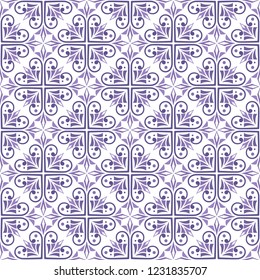 Vector Floral Ornamental Seamless Pattern. Geometric Flower Stylish Texture. Abstract Retro Tile Texture.