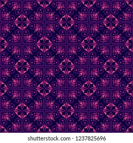 Vector Floral Ornamental Seamless Pattern. Geometric Flower Stylish Texture. Abstract Retro Tile Texture.