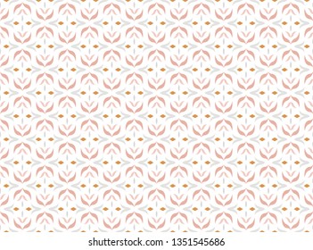 Vector Floral Ornamental Seamless Pattern. Geometric Flower Stylish Texture. Abstract Retro Tile Texture.