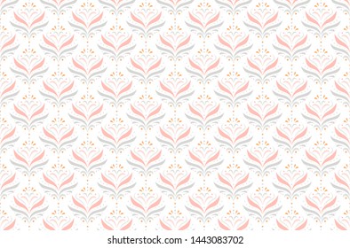 Vector Floral Ornamental Seamless Pattern. Geometric Flower Stylish Texture. Abstract Retro Tile Texture.