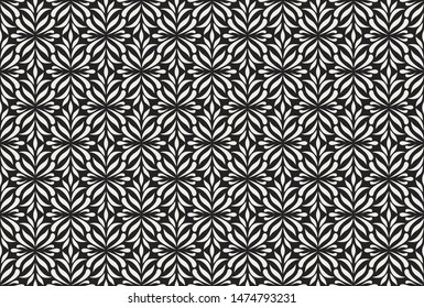Vector Floral Ornamental Seamless Pattern. Geometric Flower Stylish Texture. Abstract Retro Tile Texture.