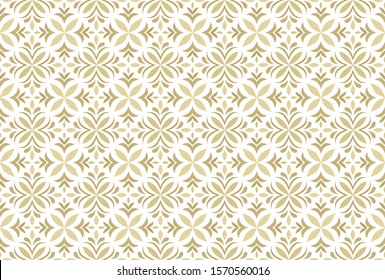 Vector Floral Ornamental Seamless Pattern. Geometric Flower Stylish Texture. Abstract Retro Tile Texture.