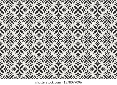 Vector Floral Ornamental Seamless Pattern. Geometric Flower Stylish Texture. Abstract Retro Tile Texture.