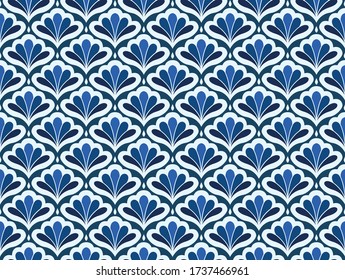 Vector Floral Ornamental Seamless Pattern. Geometric Flower Stylish Texture. Abstract Retro Tile Texture.