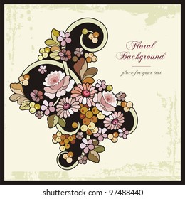 Vector floral ornamental ambientado al estilo tradicional ruso.