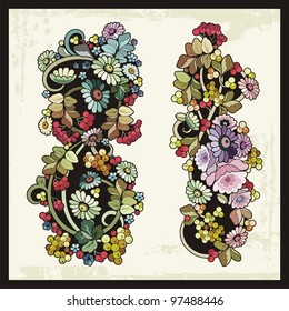 Vektor-Blumengeschmack im traditionellen russischen Stil.