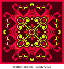 Vector floral ornamental square pattern. Vector illustration can be used for backgrounds, motifs, textile, wallpapers, fabrics, gift wrapping, templates. Vector.