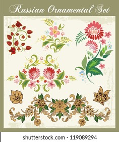 Vector floral ornaments in Russian style.