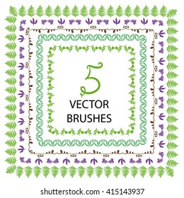Vector floral ornate brushes. Vector set of floral and ethnic borders. All used pattern brushes are included in brush palette.