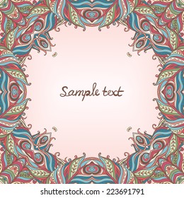 Vector floral ornate frame. Vector floral frame
