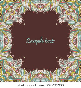 Vector floral ornate frame. Vector floral frame