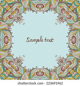 Vector floral ornate frame. Vector floral frame