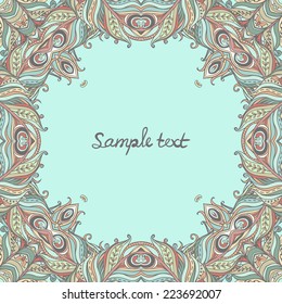 Vector floral ornate frame. Vector floral frame