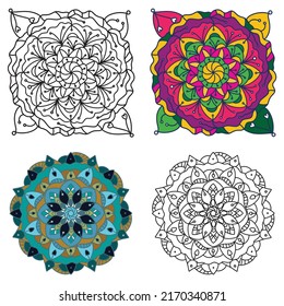 Vector floral ornate mandala set