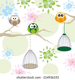 Vector floral with Owl 
