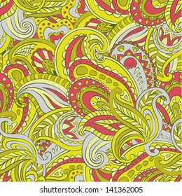 Vector floral paisley seamless pattern