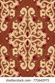 Vector floral pattern. Abstract filigree ornament. Colorful template for textile, shawl, carpet. 
