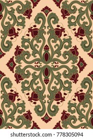 Vector floral pattern. Abstract filigree ornament. Colorful template for textile, shawl, carpet. 