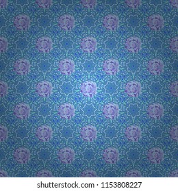 Vector floral pattern with abstract flowers. Textile print for bed linen, jacket, package design, fabric and fashion concepts. Grunge blue, violet and white background. Abstract seamless design.