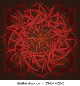 Vector floral pattern with abstract flowers. Abstract seamless design. Textile print for bed linen, jacket, package design, fabric and fashion concepts. Grunge brown, orange and red background.