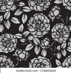 vector floral pattern, abstract texture in line art style, beautiful movement.delicate flowers design. 