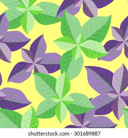 Vector floral pattern. Background with leaves. Seamless green texture