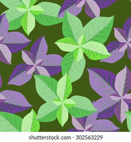 Vector floral pattern. Background with leaves. Seamless green texture