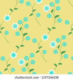 Vector floral pattern with basketflower  flowers, cornflowers, loggerheads