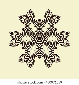 Vector floral pattern. Black floral ornament isolated