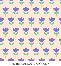 Vector floral pattern with blue flowers on a beige background