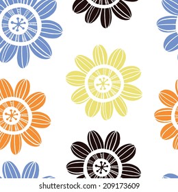 vector floral pattern with colorful abstract flowers