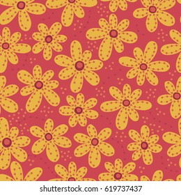 Vector floral pattern. Colorful seamless botanic texture, detailed flowers illustrations. Doodle style, spring floral background.