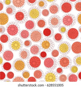 Vector floral pattern. Colorful seamless botanic texture, detailed flowers illustrations. Doodle style, spring floral background.